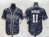 Men's Dallas Cowboys #11 Micah Parsons Grey Camo With Patch Cool Base Stitched Baseball Jersey,baseball caps,new era cap wholesale,wholesale hats